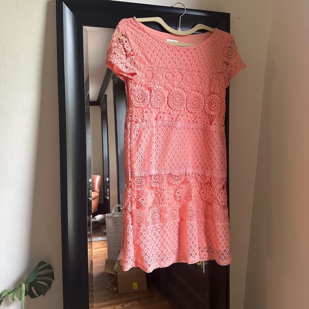 Coral lace dress
